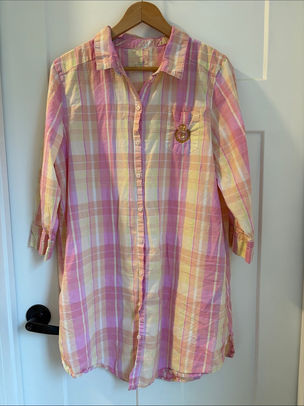 Chaps Pastel Plaid Button-Up — Pink& Yellow